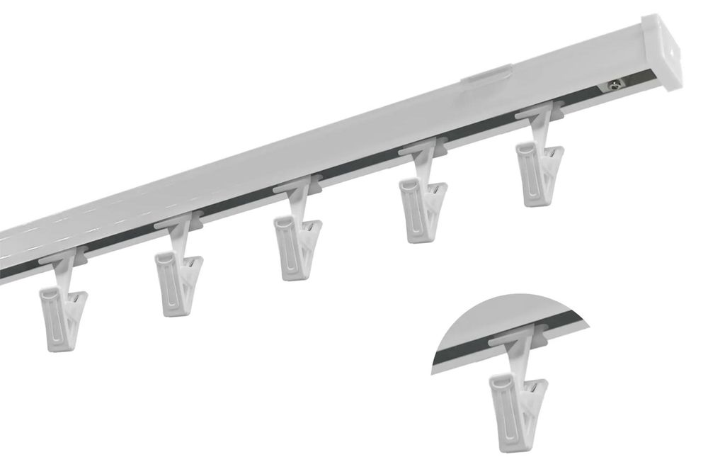 Deckenvorhangschiene 180 cm - weiß - aus Aluminium - mit Produktbild 