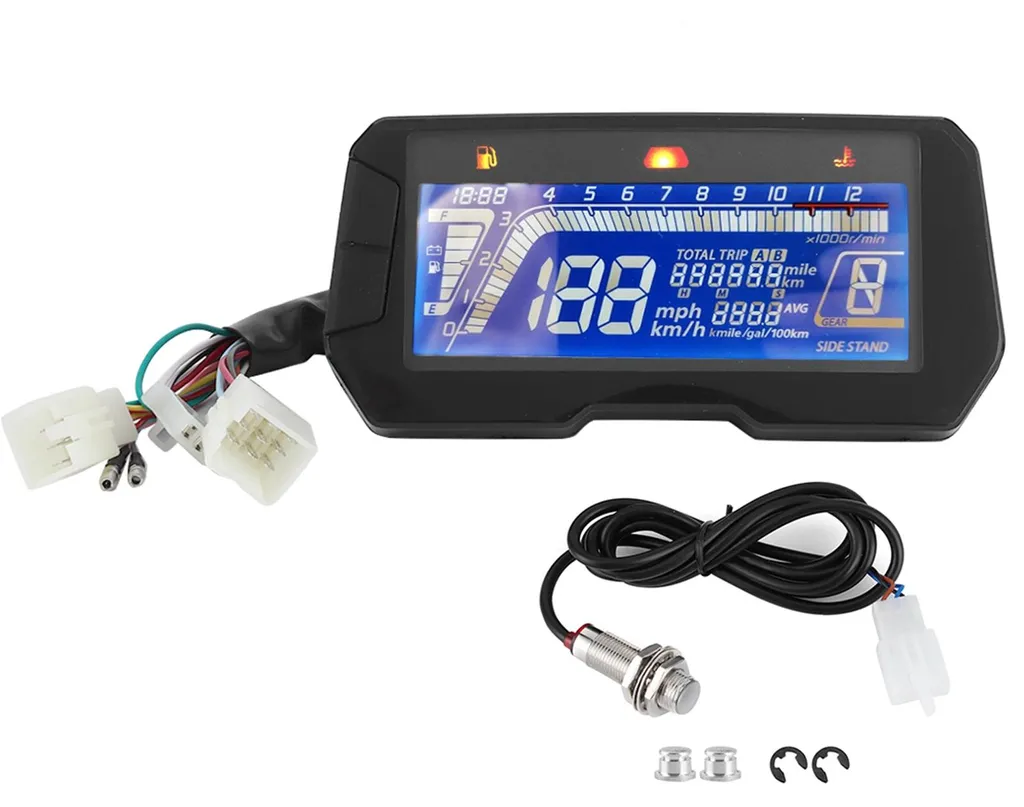 Tableau de bord numérique moto LCD universel 12000 tr/min multi-fonctions