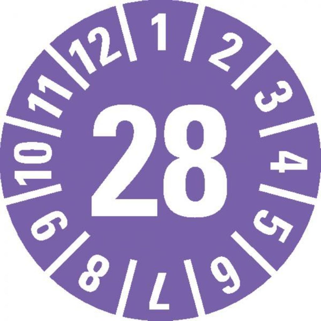 Dreifke® Jahresprüfplakette 28, violett, Folie, ablösbar, Ø Produktbild 