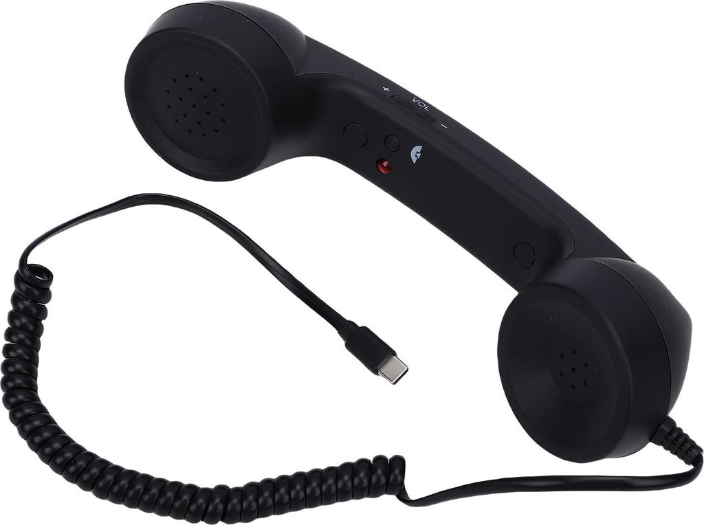 Retro-Telefonhörer Typ C Kabelgebundenes Telefonhörer Handheld-Empfänger mit Mikrofon und Lautsprecher für Konferenzgespräche Schwarz