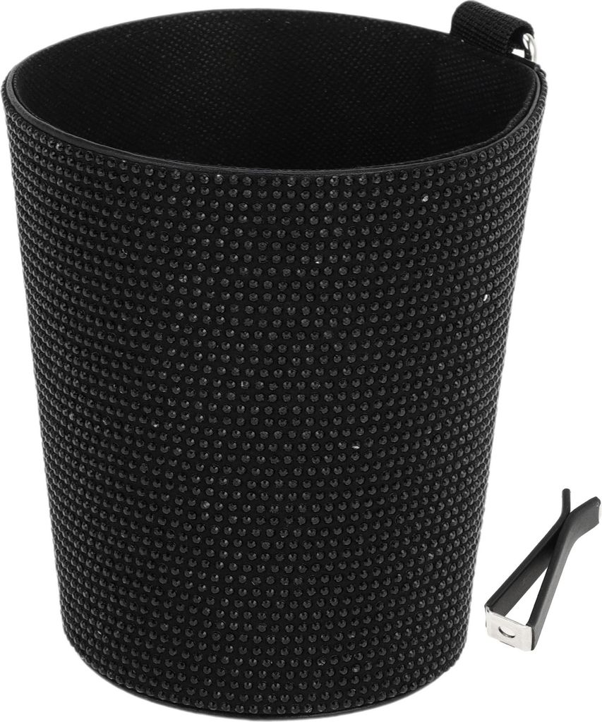 Auto-Mülltonne Tragbare Kfz-Klimaanlage Lüftung Müllbehälter Schwarz 1 Stück 14x11x15cm Faux-Leder