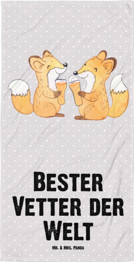 Mr. & Mrs. Panda Handtuch Fuchs Bester Vetter der Welt - Grau Pastell - Geschenk, Familie, Sohn von Tante, Strandtuch, Cousine, Reisehandtuch, Gesc...