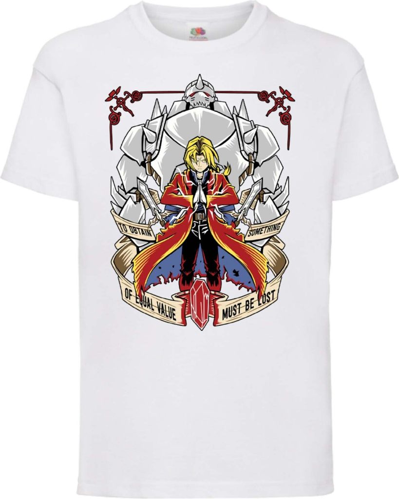 Kinder T-Shirt Fullmetal Alchemist Edward Elric Fullmetal Edward, 7-8 Jahr - 128 / Weiß