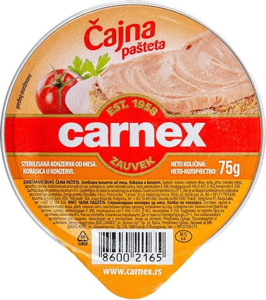 Carnex Čajna Pasteta Teepastete 75g Produktbild 