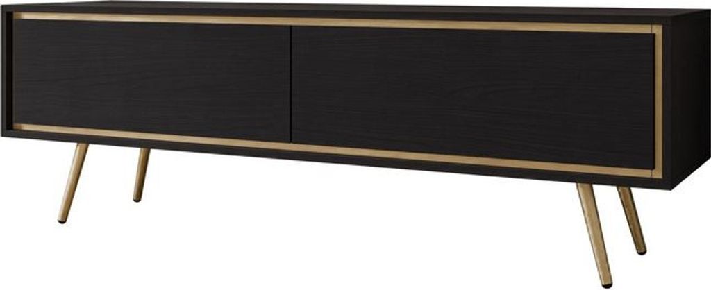 MIRJAN24 TV-Lowboard Tori 02, TV-Tisch mit zwei Klappen, Gasdruckfeder, Wohnzimmer TV-Schrank (Farbe: Schwarzer Graphit)