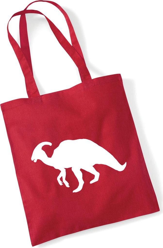 Huuraa Jutebeutel Parasaurolophus Dinosaurier 10 Liter Classic Red Baumwolle Tasche Geschenkidee