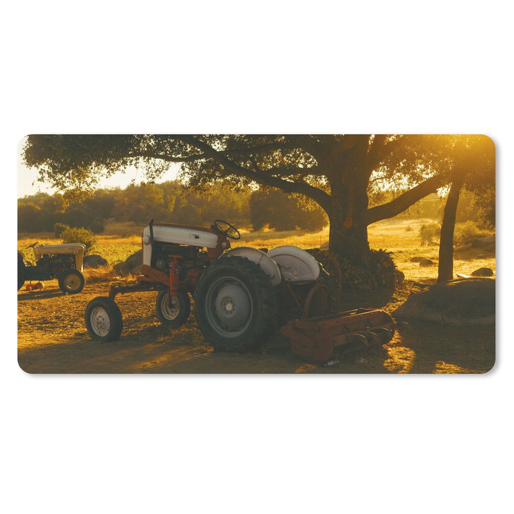 MuchoWow Schreibtischunterlage Traktor - Sonne - Baum - Landschaft 80x40 cm - XXL Mauspad - Gaming Mauspad