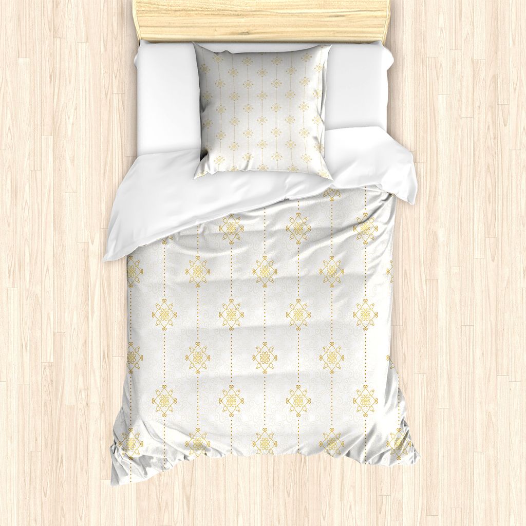 ABAKUHAUS Abstrakt Bettbezug Set für Einzelbetten, Horizontal ornates Kunst, Milbensicher Allergiker geeignet mit Kissenbezug, 135 cm x 200 cm - 8...