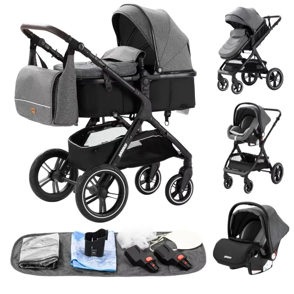 Poussette de voyage HX1 Gris 3 en 1 compacte pour sorties en famille