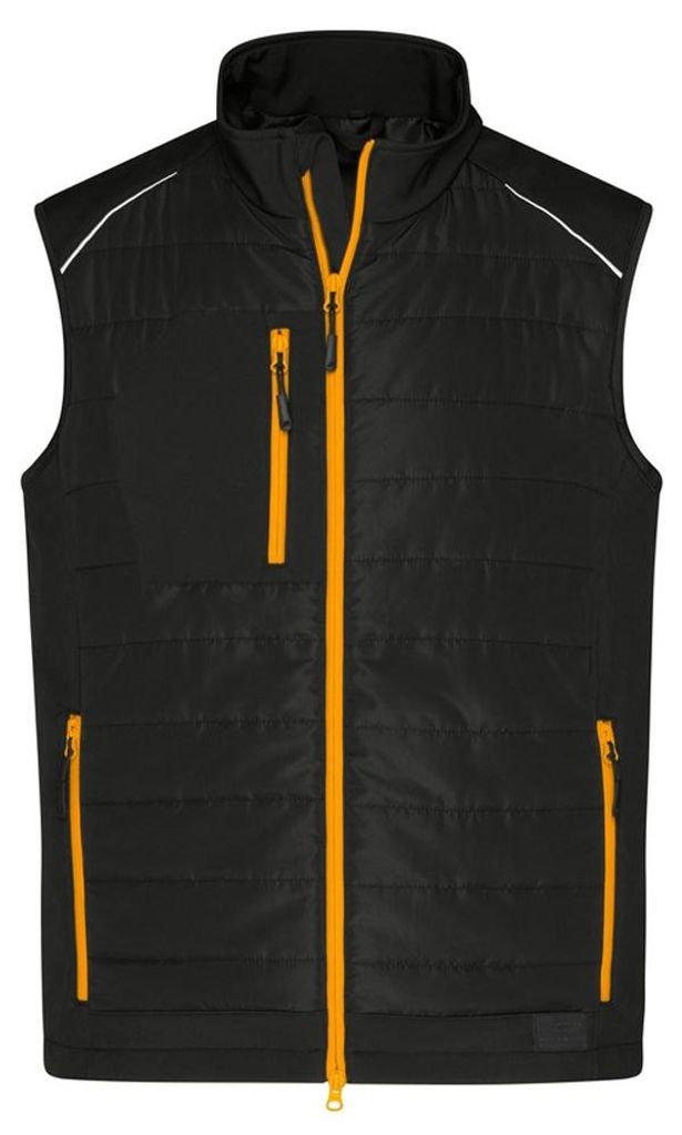 James and Nicholson - "Hybrid" Weste für Herren LT2566 (XL) (Schwarz/Neon-Orange)