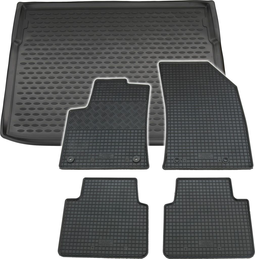 Gummi Kofferraumwanne + Fußmatten Set für Opel Crossland, Bj. 3/2017-