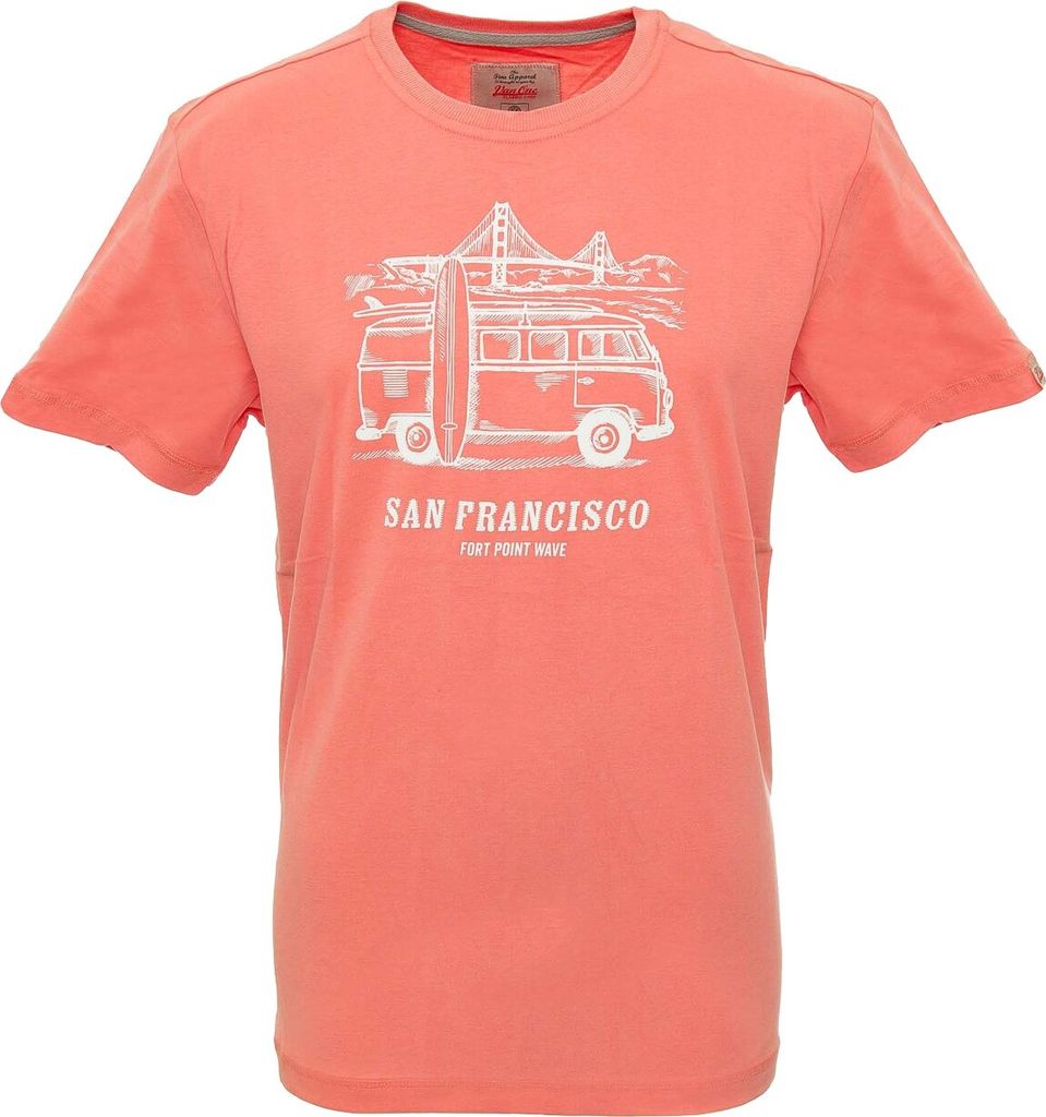 Herren T-Shirt VW Bulli »SAN FRANCISCO« Rosa Weiß