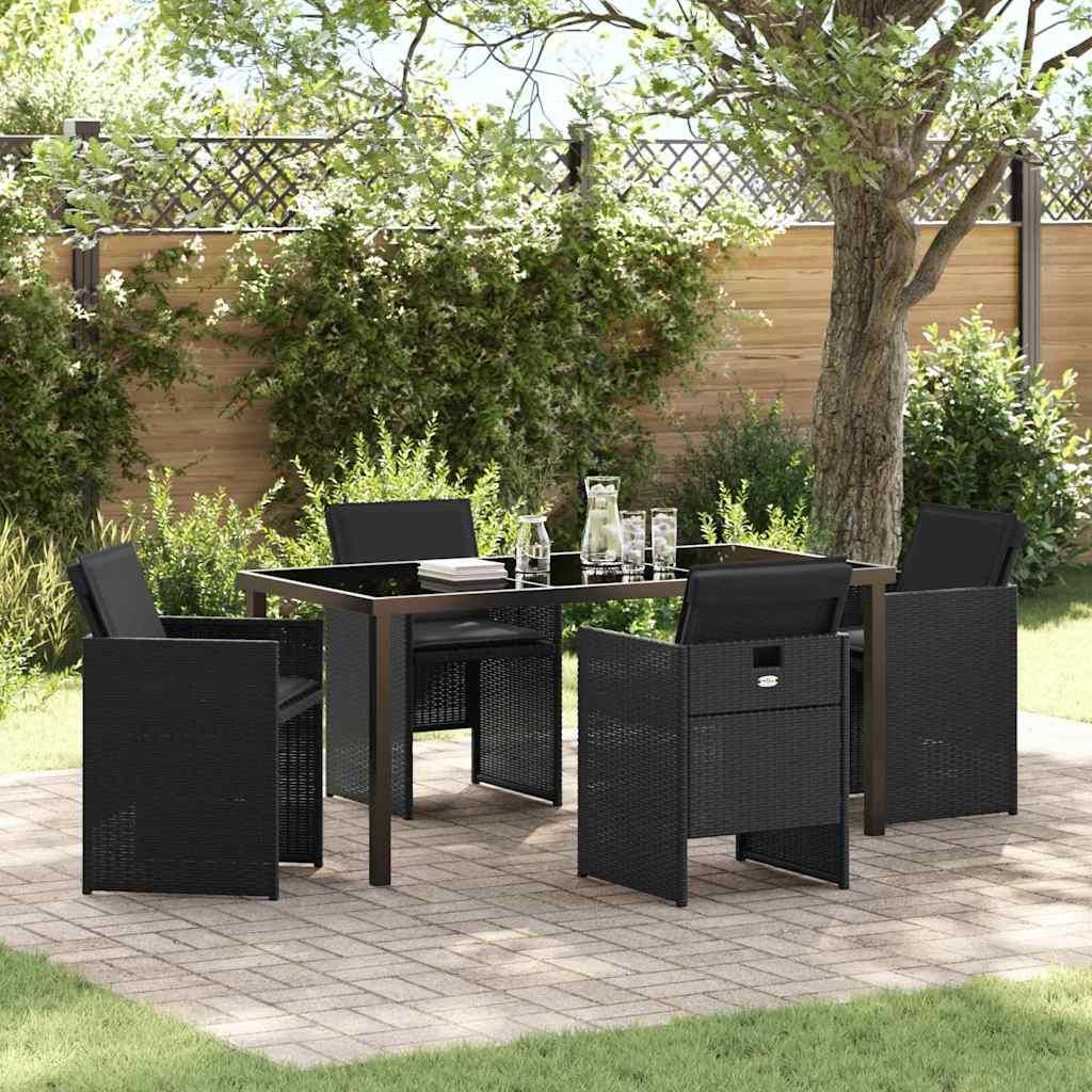 Maison Exclusive - Garten Essgruppe mit Kissen 5 pcs Schwarz Poly-Rattan