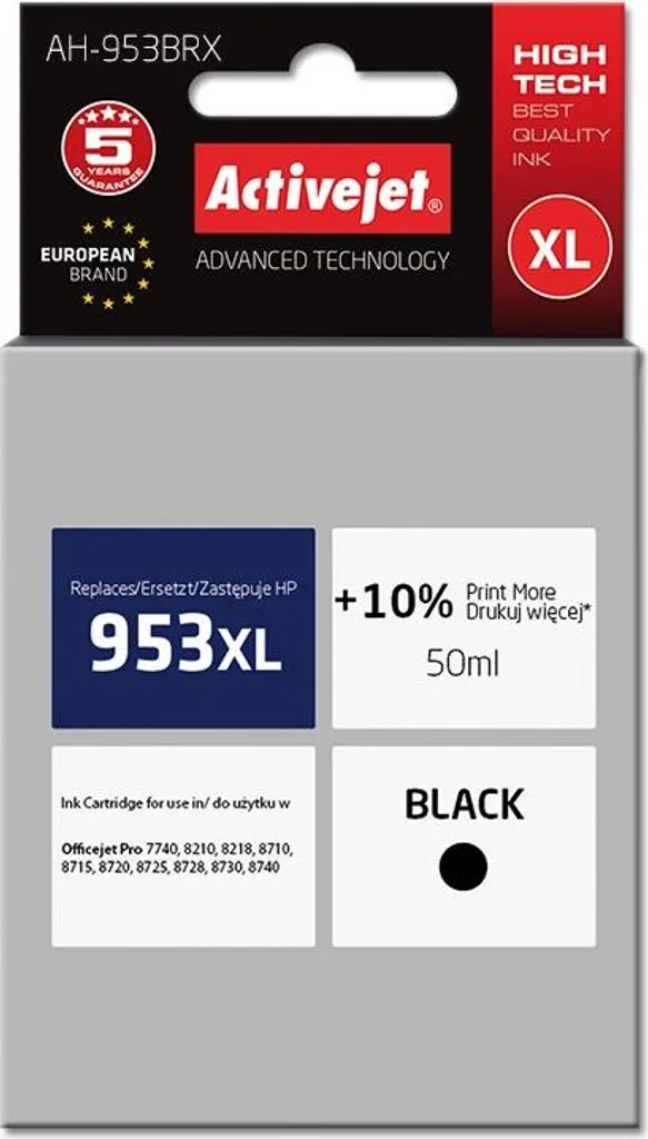 Risparmia il 60% su HP 953XL Nero - Cartuccia Activejet 50ml