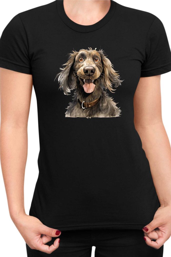 Damen T-Shirt Funny Dogs Breeds Cocker Spaniel Dog Breed, Lady XL / Schwarz
