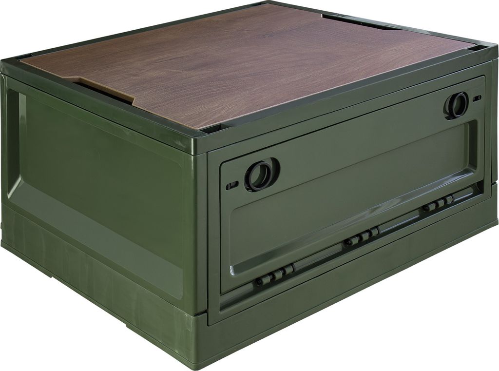 Storage Box, 35 L, Camping, Klappbox, Klappkiste, Aufbewahrungsbox mit Deckel, faltbar, Aufbewahrung, Kiste, 47 x 35 x 24 cm, Grün, trucky