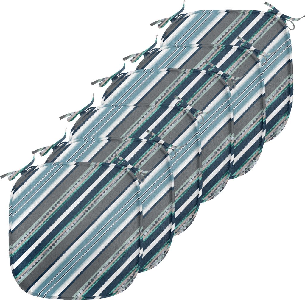 ABAKUHAUS Gestreift Polster für Esszimmerstühle, Grau und Blau Diagonal, Dekoratives wasserfestes Kissen mit Riemen für Küchensitze, 40 cm x 40...