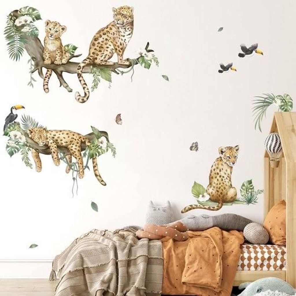 Samolepka na stenu Safari leopard - Zvieratá z džungle - Obrázok produktu 