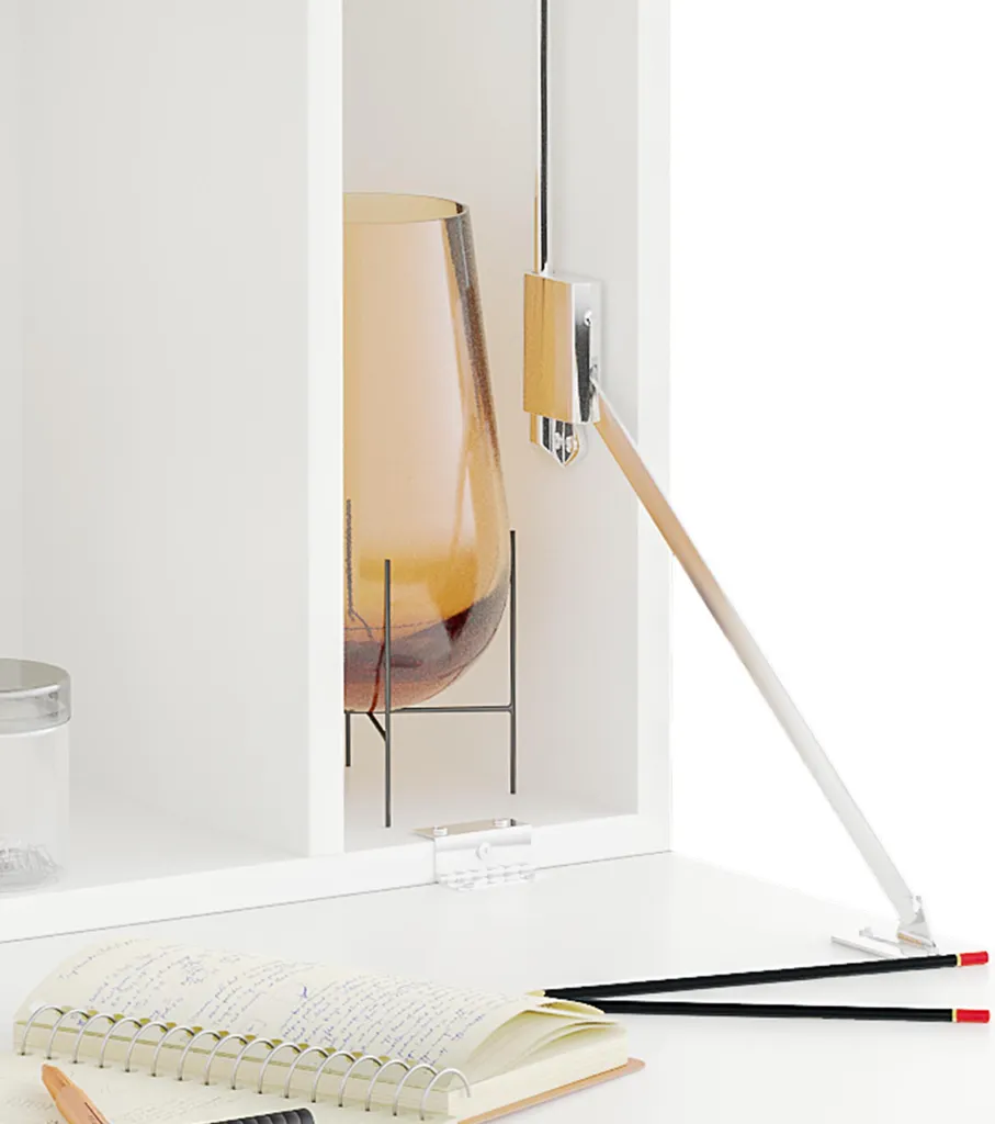 Table d'ordinateur murale escamotable blanche avec tablette de rangement - 8