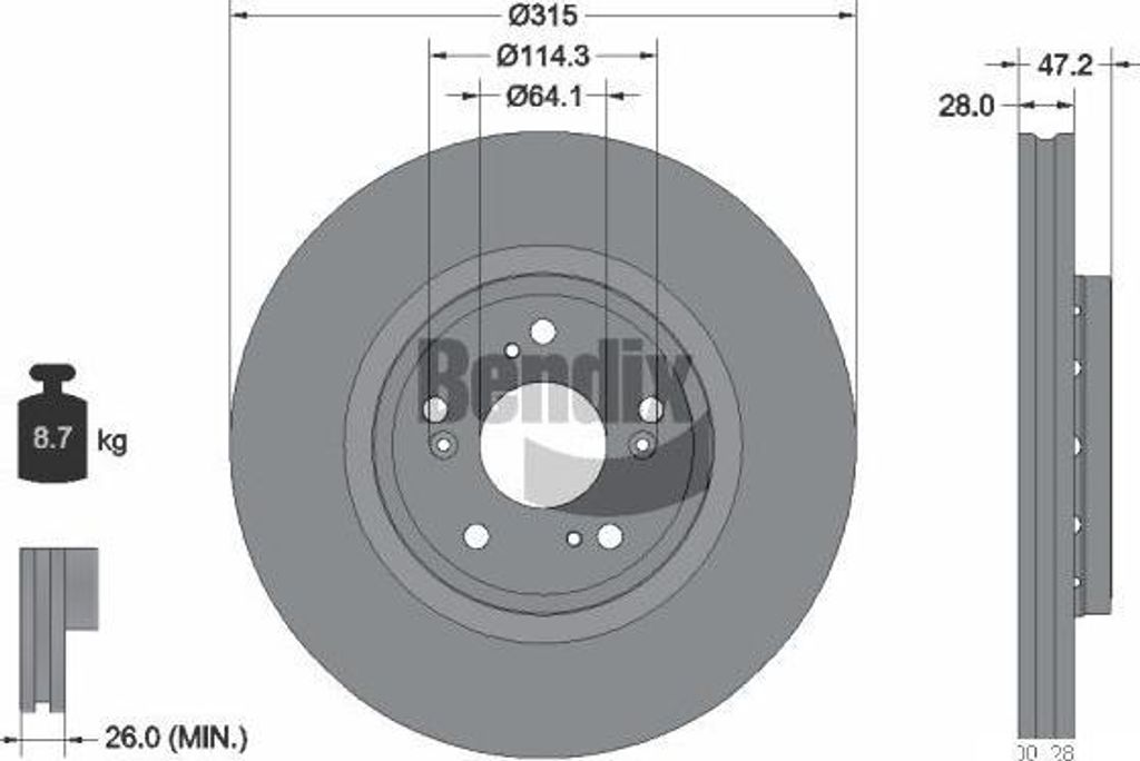 BENDIX Braking BDS1686 Bremsscheibe OE 42251T1GG00 kompatibel mit CR-V