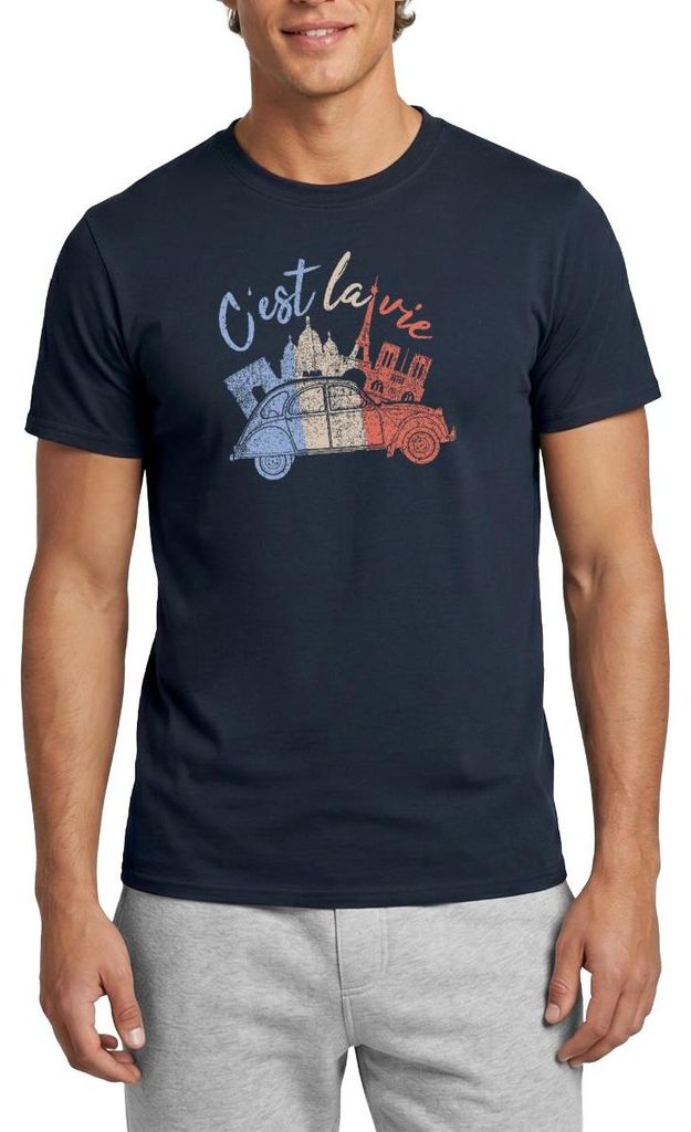 Spreadshirt Citroën 2CV Ente C'est La Vie Spruch Männer T-Shirt, 4XL, Navy