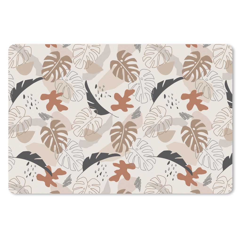 MuchoWow Schreibtischunterlage Sommer - Monstera - Braun 60x40 cm - XXL Mauspad - Großes Mauspad