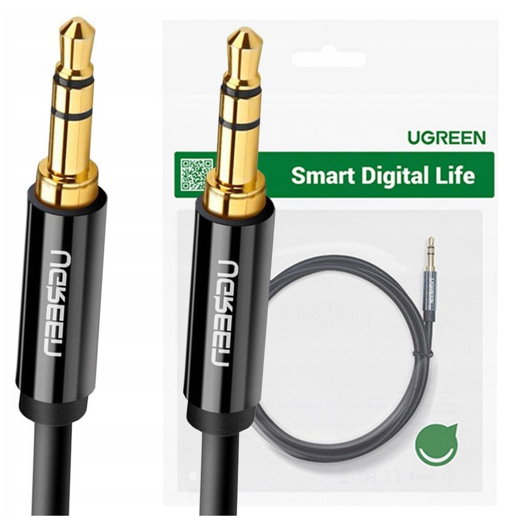 Cavo Mini Jack 3,5Mm Aux Ugreen Av112 1M (Czarny) Immagine del prodotto 