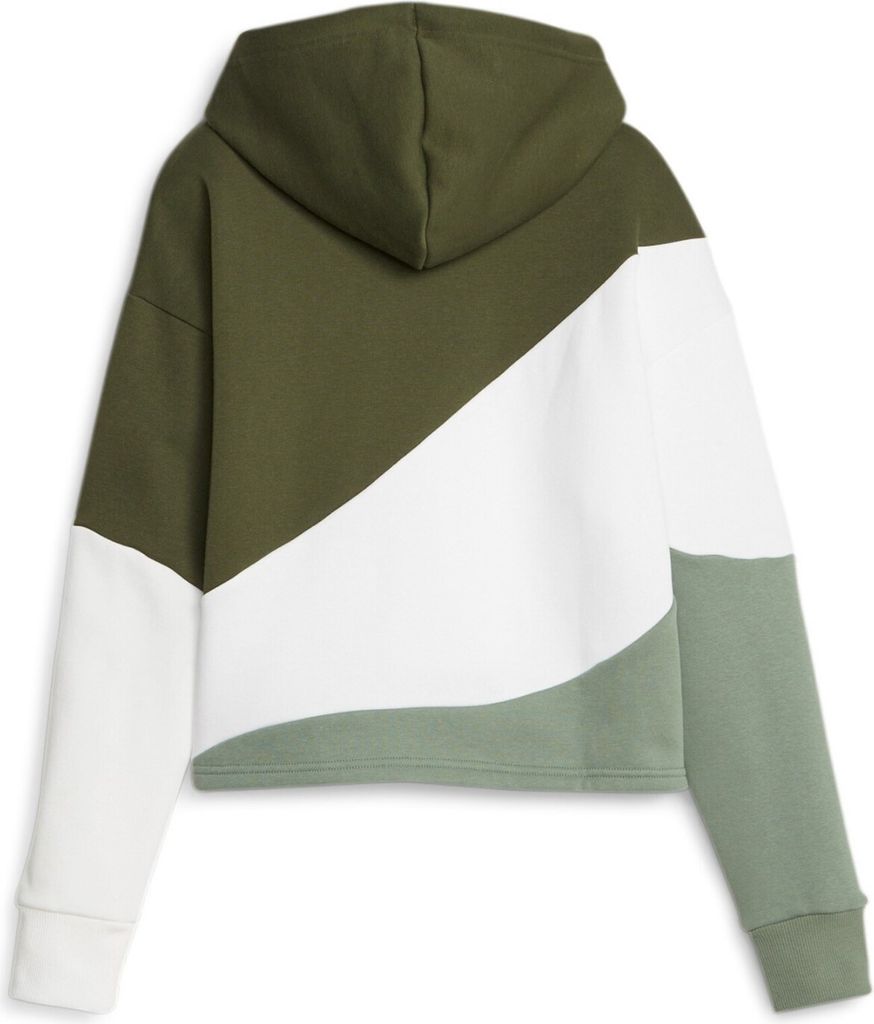 Puma Kapuzenpullover Power Cat Hoodie für Damen im Colorblock Design, Farbe:Schwarz, Größe:XL