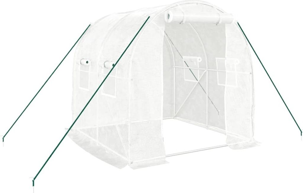 vidaXL Gewächshaus mit Stahlrahmen Weiß 4 m² 2x2x2 m Produktbild 