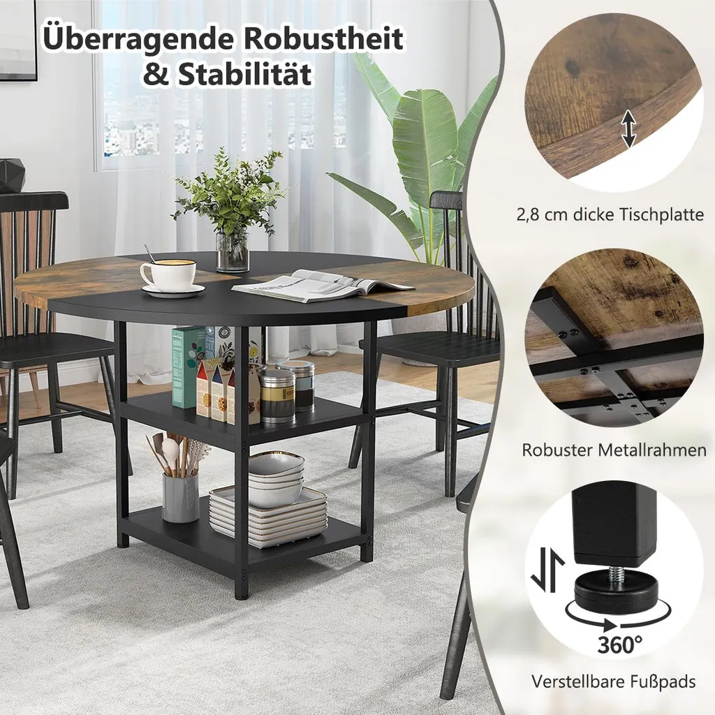 Table à manger ronde 120cm stable et robuste pour gagner de l'espace - 7