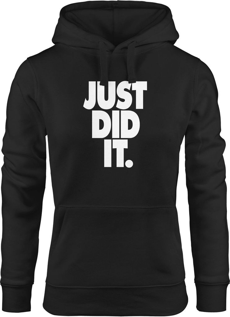 Kapuzen-Pullover Damen Just did it Spruch Hoodie Moonworks schwarz XS