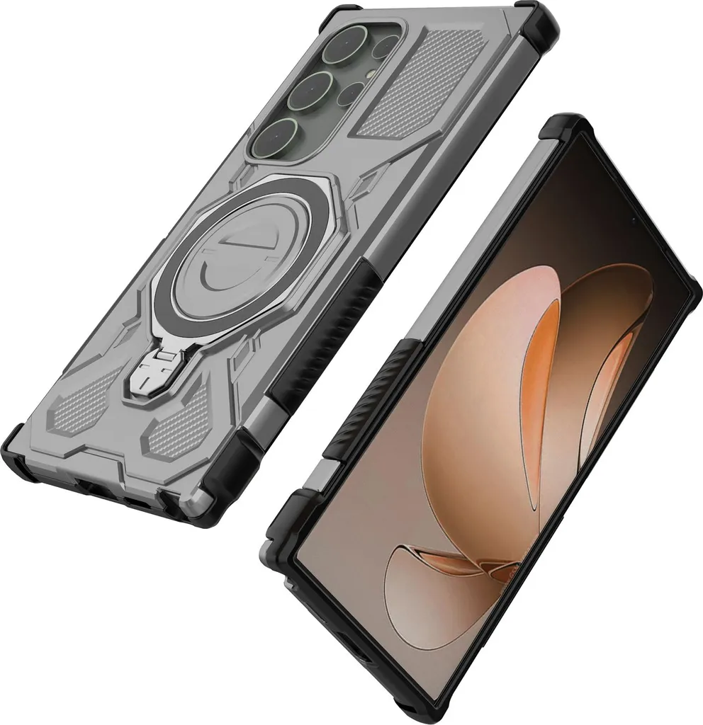 Cover Professionale Samsung S24 Ultra Grigio con Supporto Magnetico - 5