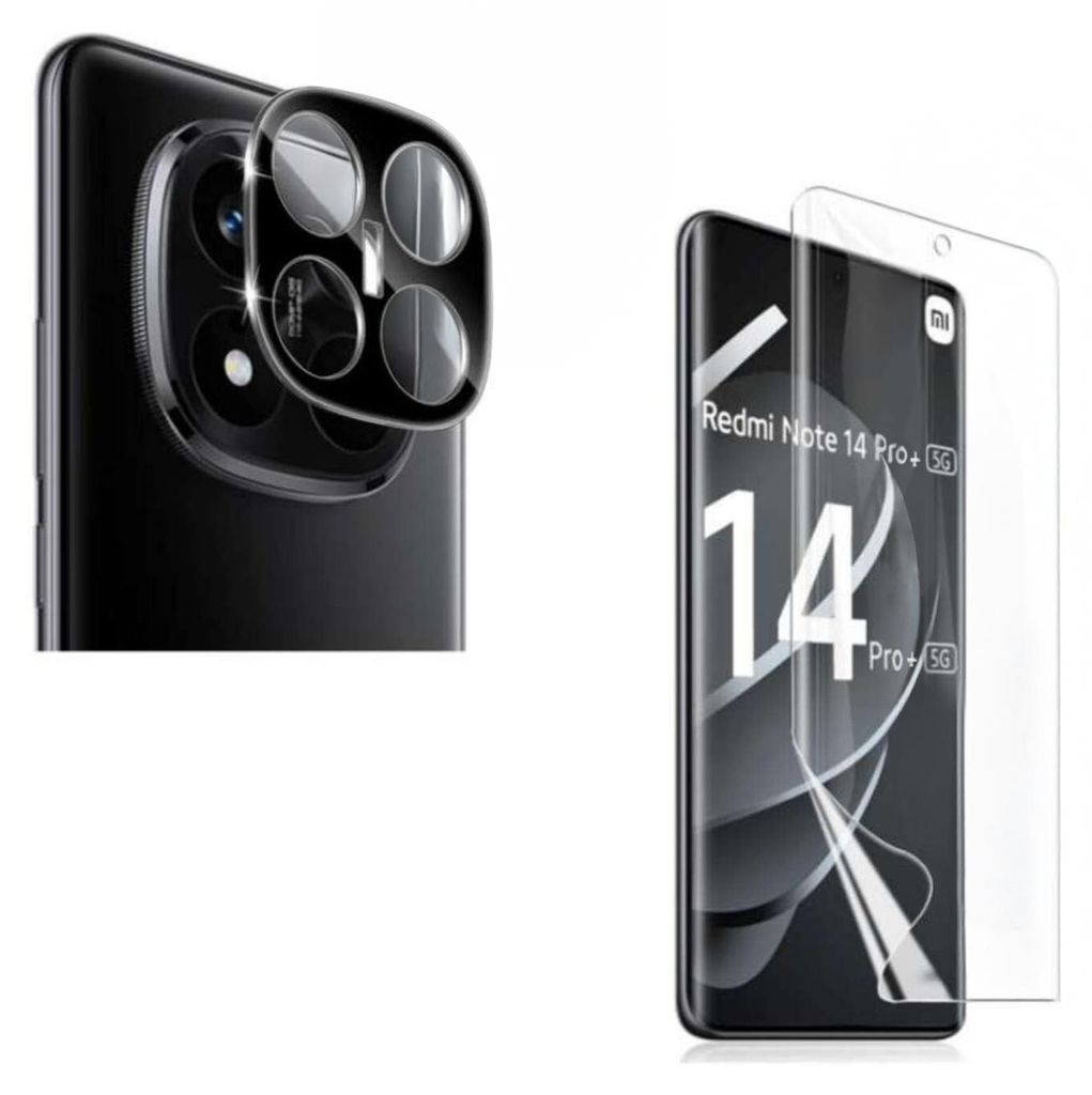 CLM-Tech 2er Set Schutzfolie kompatibel mit Xiaomi Redmi Note 14 Pro Plus 5G - 1X Panzerfolie + 1X Kameraschutz Kameraglas Panzerglas Displayschutz...