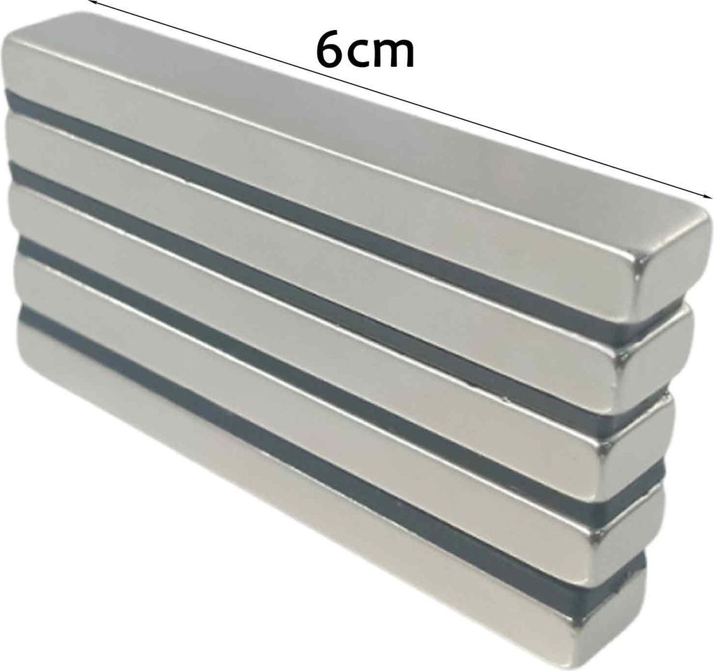 Superstarke Neodym-Magnete in Stangenform, 4er-Pack 60 x 10 x 5 mm Stabmagnete, Magnetstreifen mit doppelseitigem Klebstoff, starke Magnete für Wh...