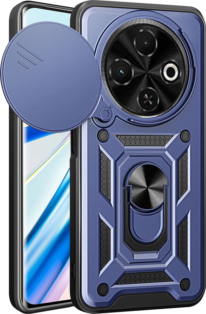 Hülle für Tecno Spark 30C 4G Magnetische Ring Ständer Halter Dia Kameraschutz TPU Bumper Silikon Schutzhülle Blau