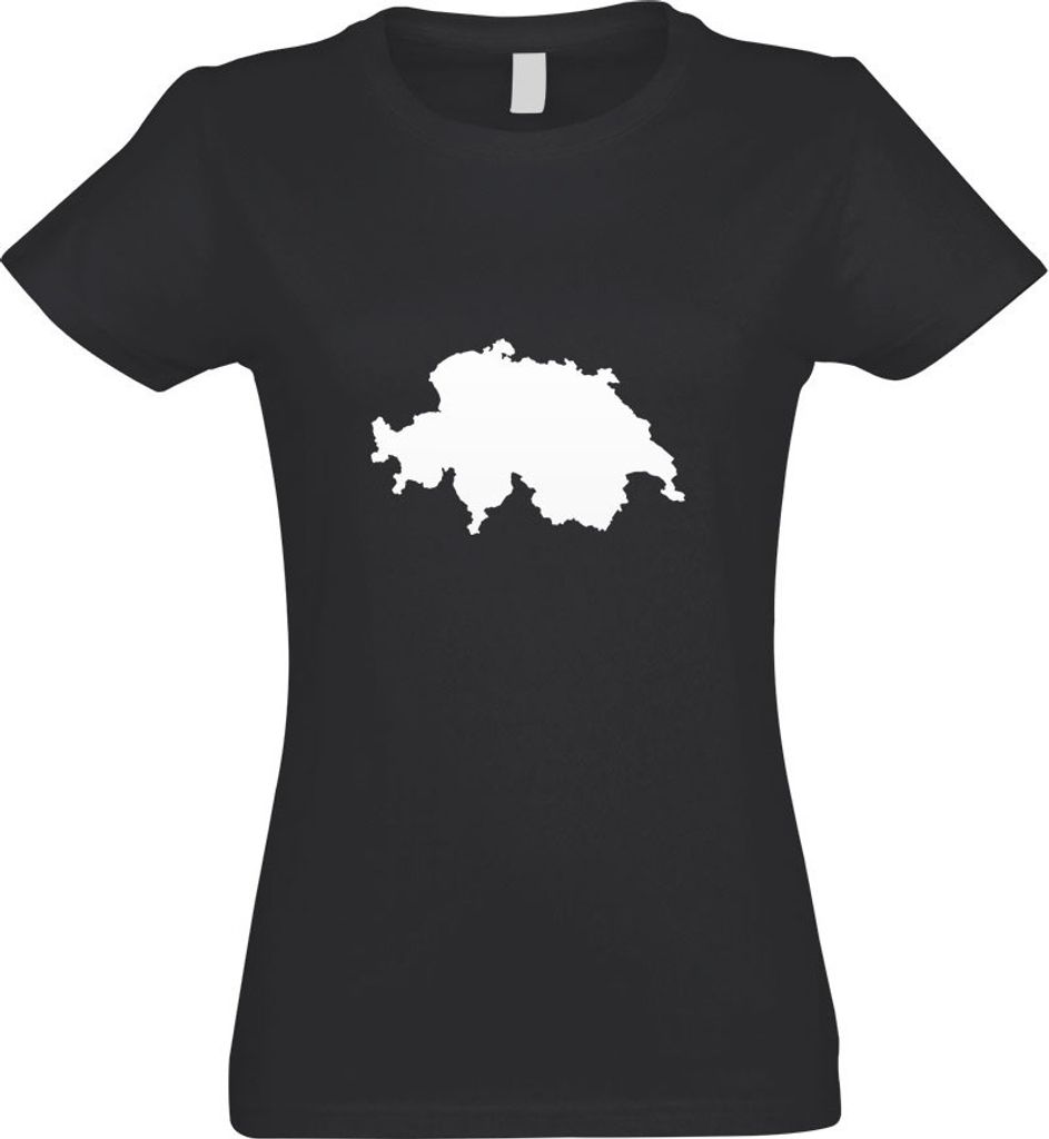 Kiwistar - T-Shirt tailliert - Damen - Graphit - Schweiz Umriss Kontur - mit Motiv Bedruckt - Funshirt Design - Sport - Freizeit - Damen - M