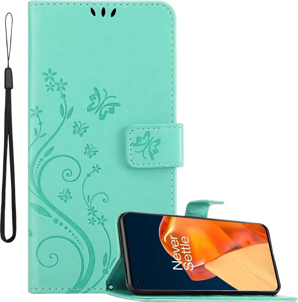 Custodia OnePlus 9 Pro Cadorabo Book Case Floreale - Turchese