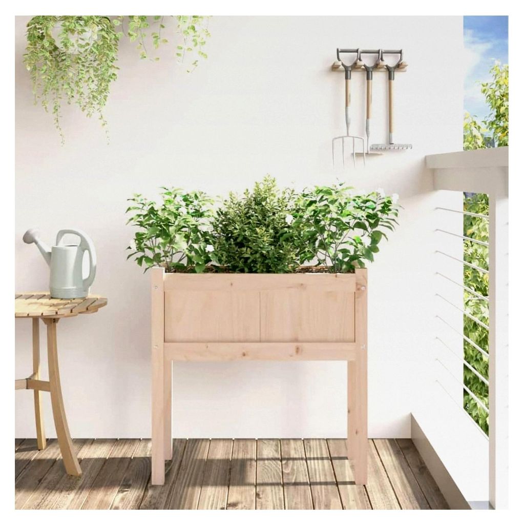Pflanzkübel mit Füßen 70x31x70 cm aus massivem Kiefernholz