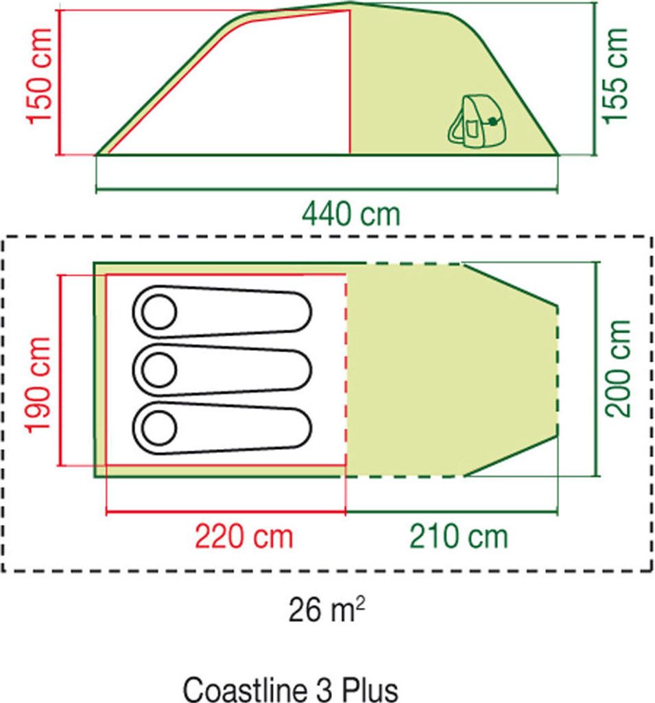 Coleman Coastline 3 Plus grün 3-Personen-Campingzelt Produktbild 6