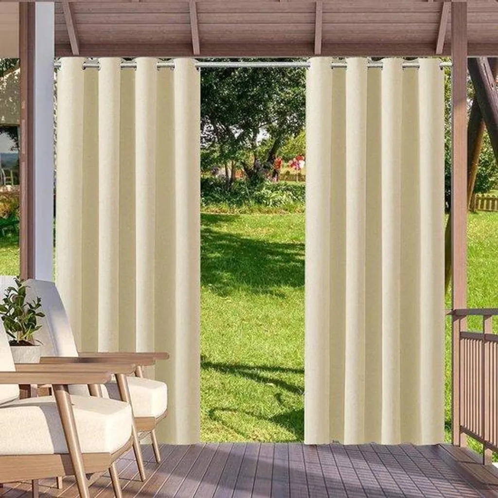 Rideau extérieur beige 132x215 cm pour pergola et terrasse rafraîchissant