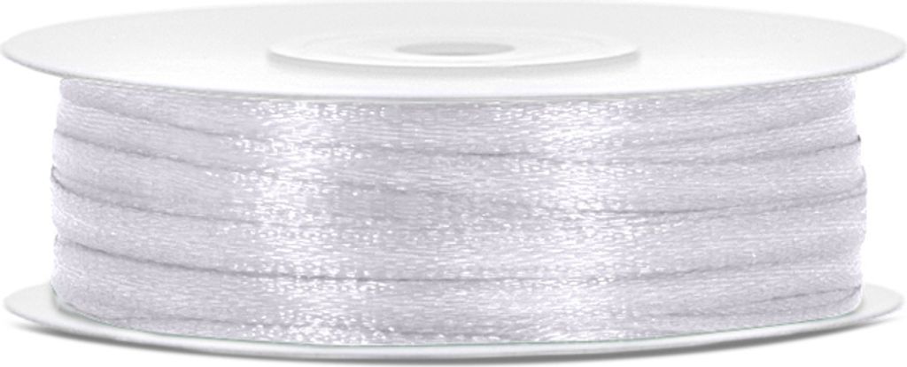 Satinband, 3mm breit, 50m lang, verschiedene Farben, Farbauswahl:weiß
