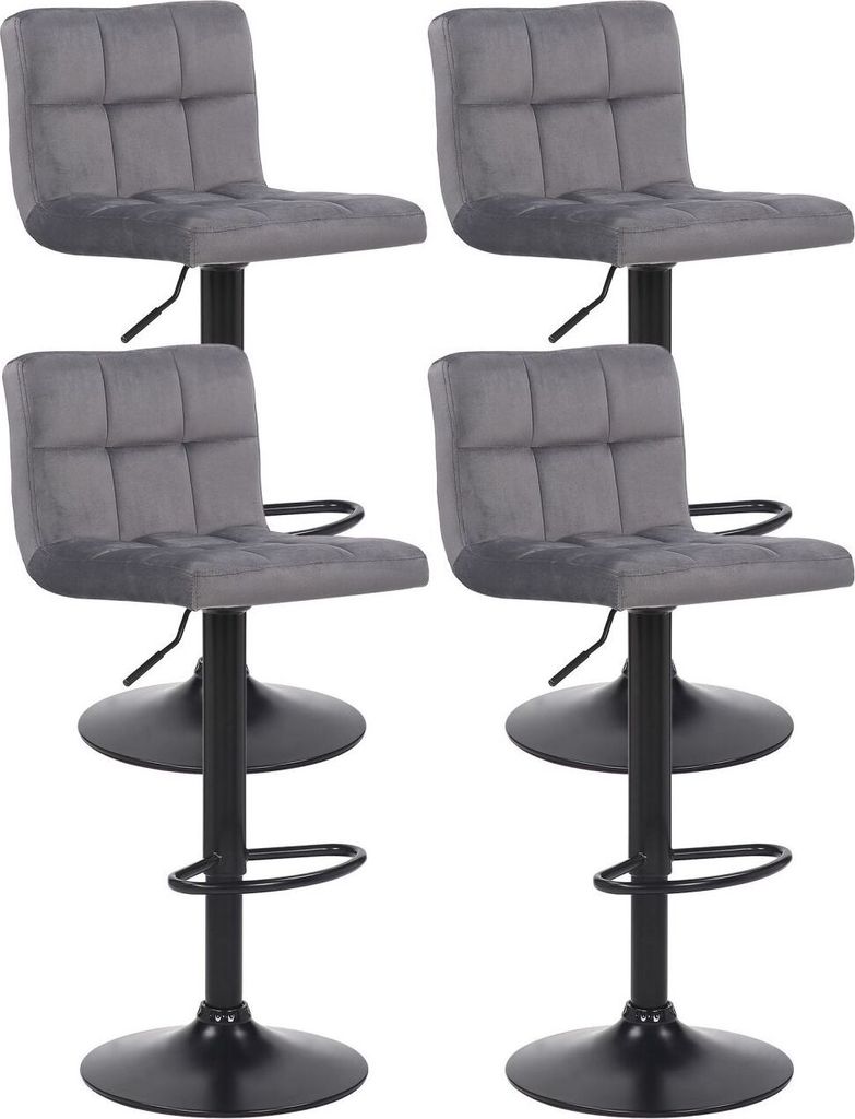 4er Set Barhocker Feni Samt grau