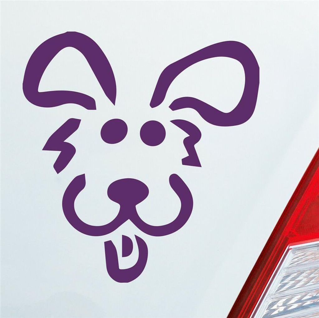 Auto Aufkleber Hund Dog Animal Tier Süß Comic 10x9 cm Lila Sticker Heckscheibenaufkleber