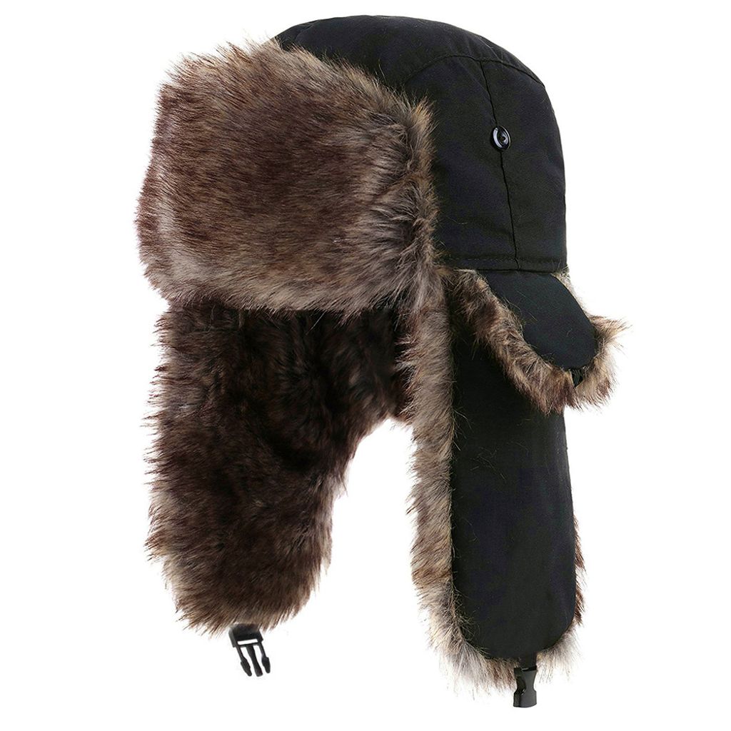Winddichte Trappermütze, Uni, warme Wintermütze mit Produktbild 