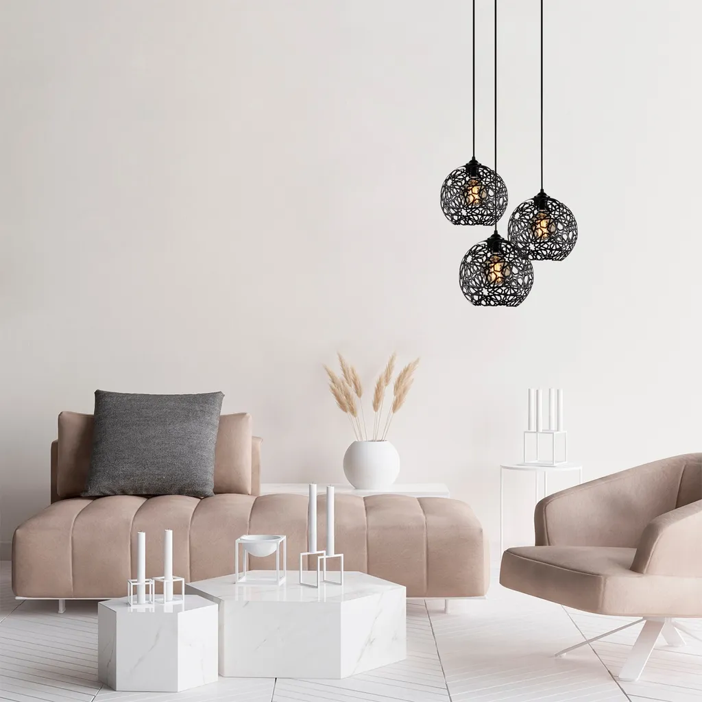 Opviq Fellini ABY Lustre Noir en Métal au Design Industriel Élégant
