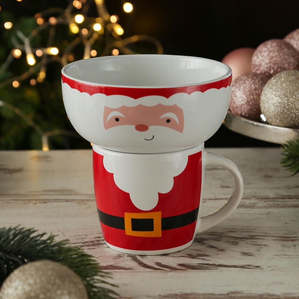 Frühstücksset Weihnachtsmann - Becher und Müslischale - Produktbild 