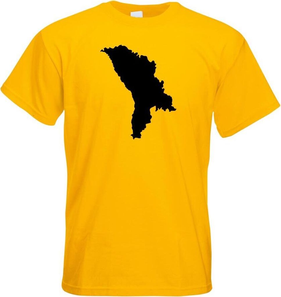 Kiwistar - T-Shirt - gelb - Moldawien Umriss Kontur Herren Funshirt Bedruckt Design Sprüche Spruch Motive - mit Motiv Bedruckt - Funshirt Design -...