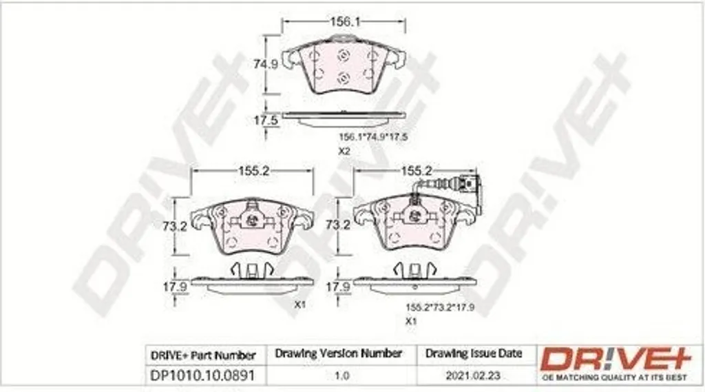 Jeu de plaquettes de frein avant OE 7H0 698 151 compatible Transporter T5 T6