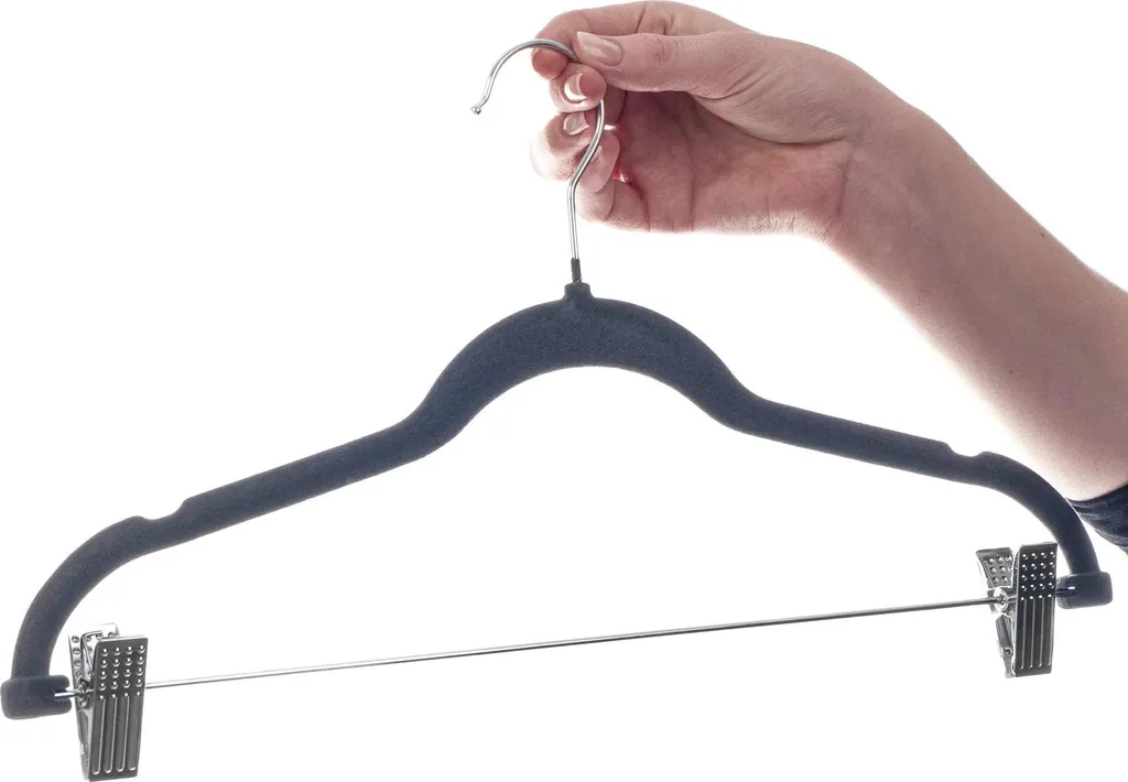 Cintres velours antidérapants avec pinces ajustables gris foncé x12 - 5