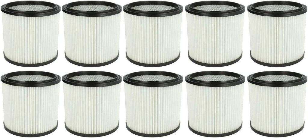 vhbw 10x Faltenfilter kompatibel mit Parkside PNTS 30 / 8 E, PNTS 1300(A1), PNTS 1300 Staubsauger - Patronenfilter Weiß